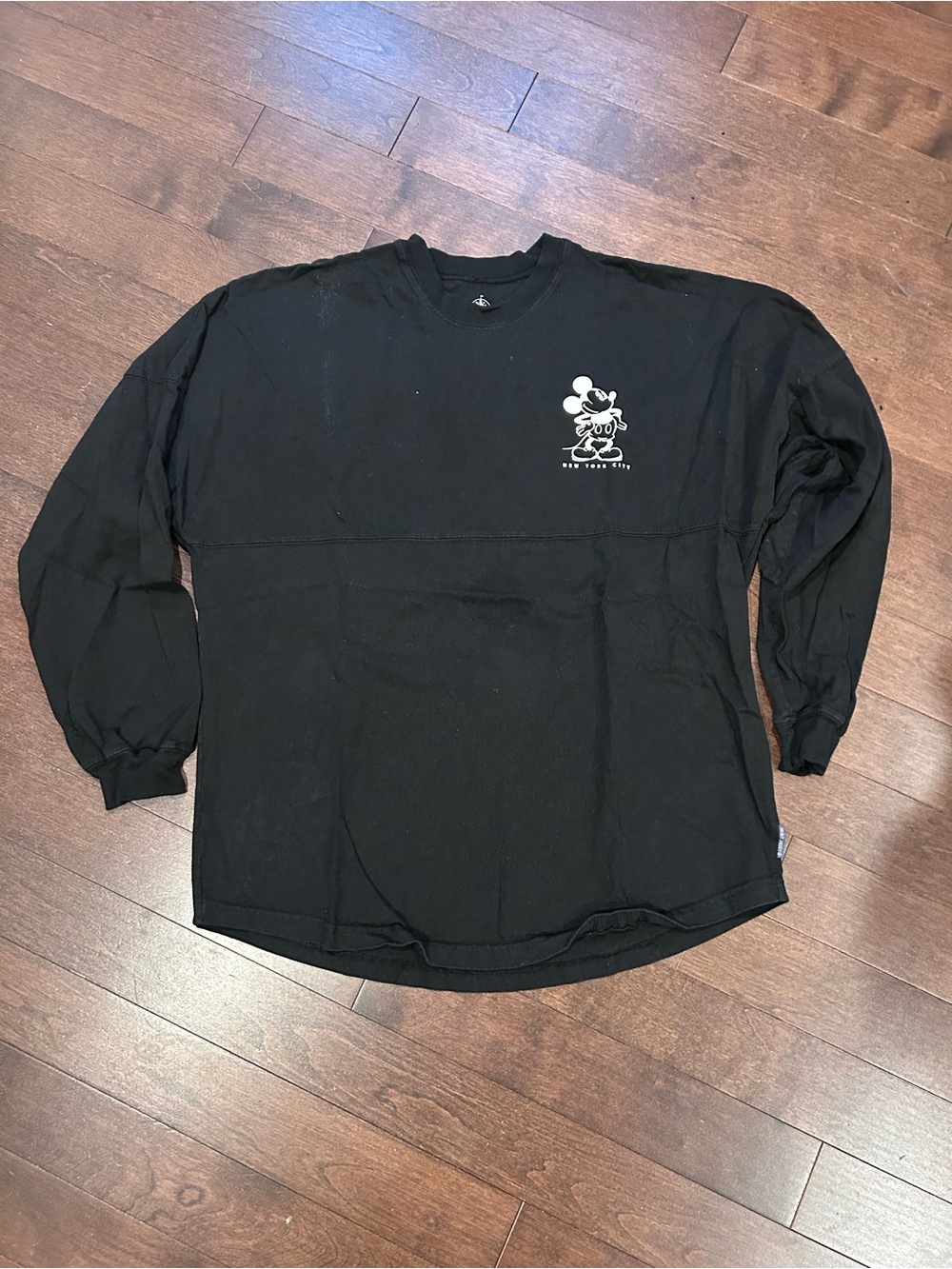 Disney Black Long-Sleeve Tee with White Mickey Graphic